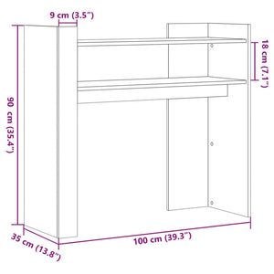 Tavolino Consolle Bianco 100x35x90 cm in Legno Multistrato 848465