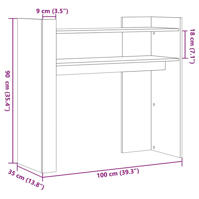 Tavolino Consolle Bianco 100x35x90 cm in Legno Multistrato 848465