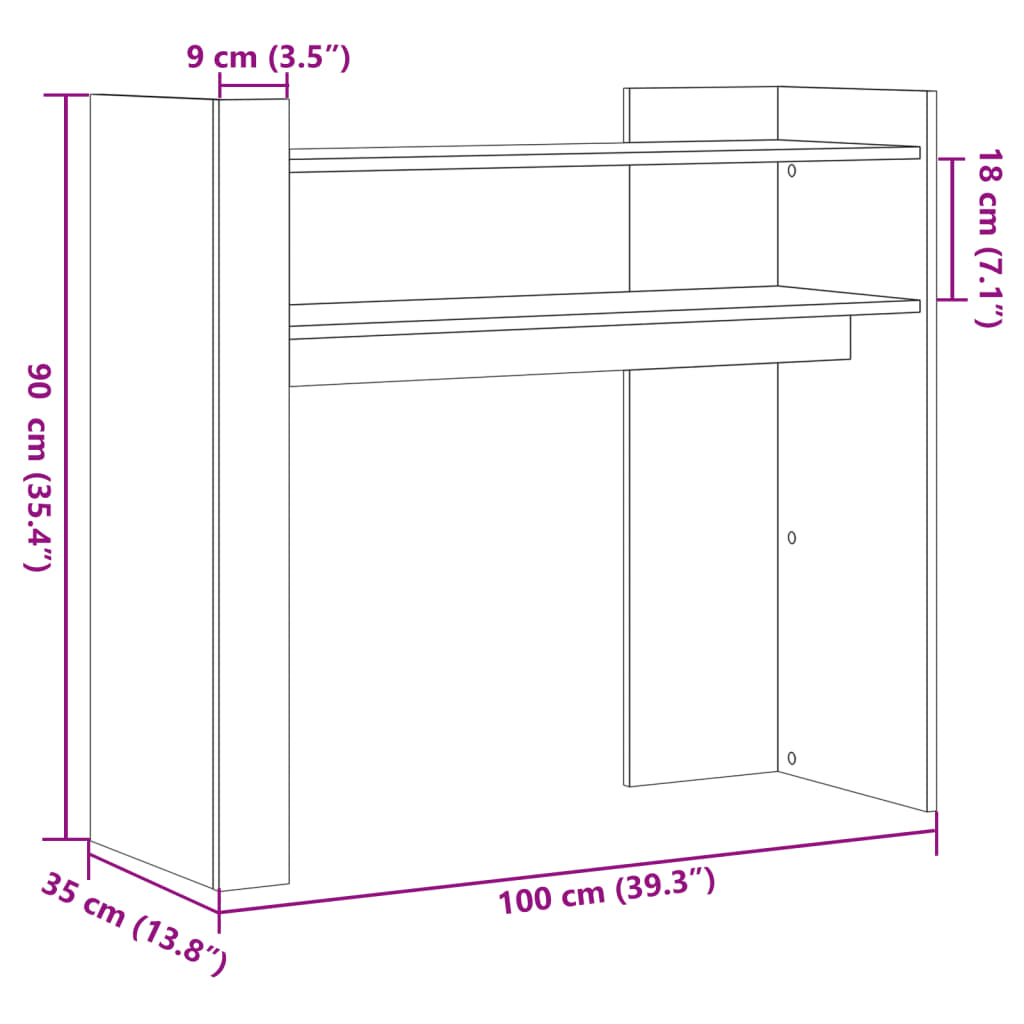 Tavolino Consolle Nero 100x35x90 cm in Legno Multistrato 848466