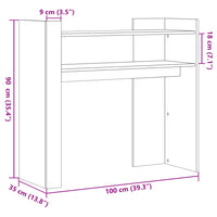 Tavolino Consolle Nero 100x35x90 cm in Legno Multistrato 848466