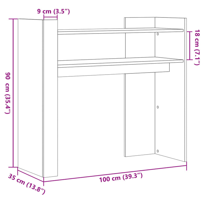 Tavolino Consolle Nero 100x35x90 cm in Legno Multistrato 848466