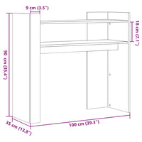 Tavolino Consolle Grigio Cemento 100x35x90 cm in Multistrato 848468