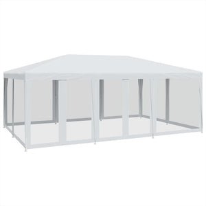 Tenda per Feste con 10 Pareti Laterali in Rete Bianca 6x4m HDPE 4010066