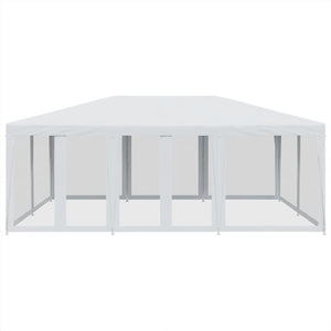 Tenda per Feste con 10 Pareti Laterali in Rete Bianca 6x4m HDPE 4010066