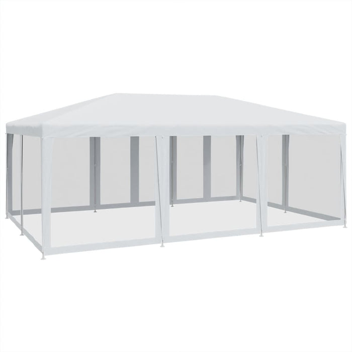 Tenda per Feste con 10 Pareti Laterali in Rete Bianca 6x4m HDPE 4010066