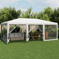 Tenda per Feste con 10 Pareti Laterali in Rete Bianca 6x4m HDPE 4010066