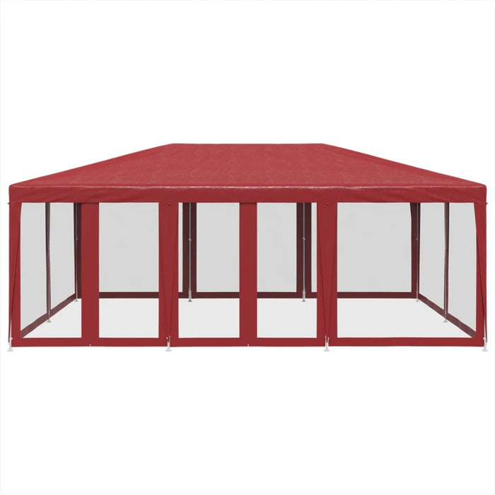 Tenda per Feste con 10 Pareti Laterali in Rete Rossa 6x4 m HDPE 4010070