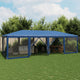 Tenda per Feste con 12 Pareti Laterali in Rete Blu 8x4 m HDPE 4010072