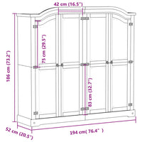 Armadio Corona 194x52x186 cm in Legno Massello di Pino 4012162