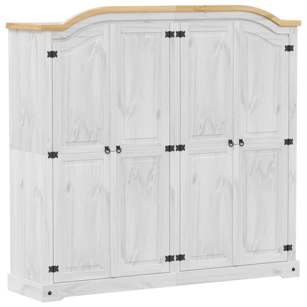 Armadio Corona Bianco 194x52x186 cm in Legno Massello di Pino 4012163