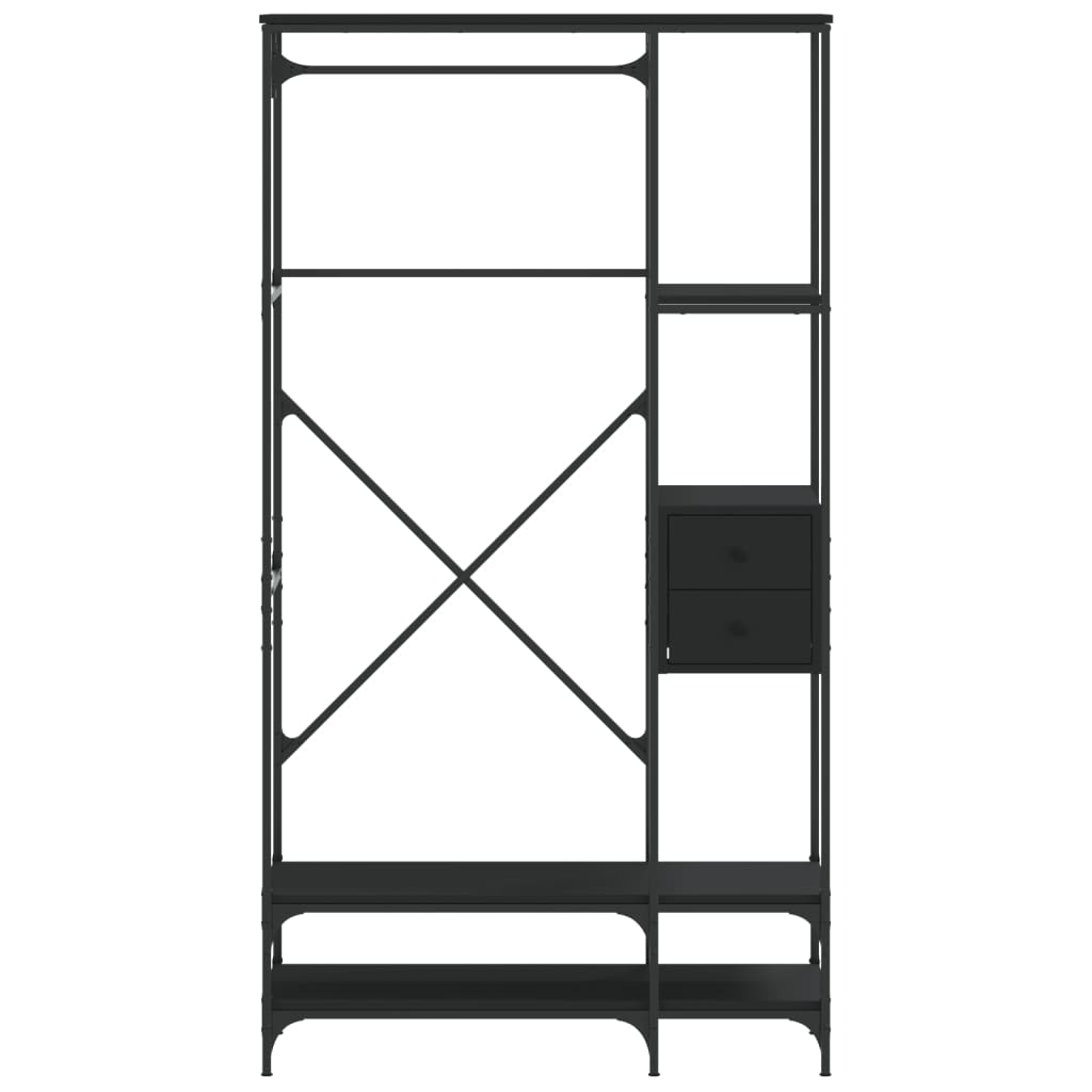 Appendiabiti con Scaffali Nero in Legno Multistrato 847859