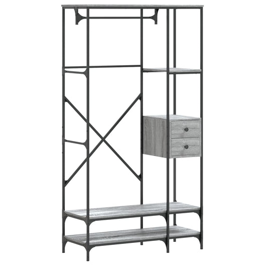 Appendiabiti con Scaffali Grigio Sonoma in Legno Multistrato 847862