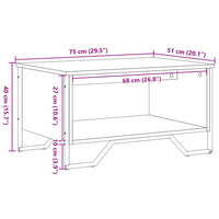 Tavolino da Salotto Rovere Marrone 75x51x40cm Legno Multistrato 848488