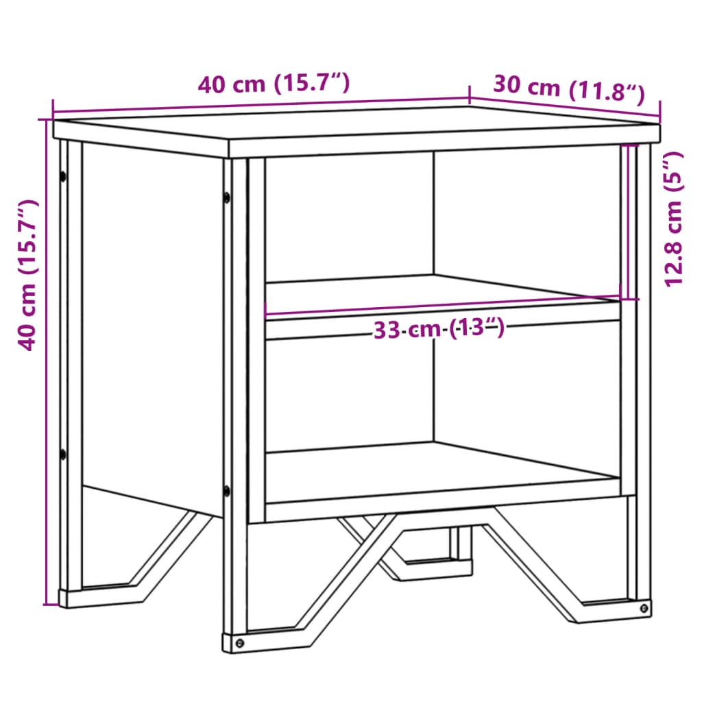 Comodino Nero 40x30x40 cm in Legno Multistrato 848494