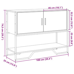 Tavolo Consolle Rovere Fumo 100x35x74,5 cm in Truciolato 848536