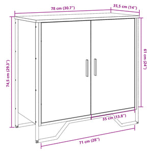 Credenza Nera 78x35,5x74,5 cm in Legno Multistrato 848539