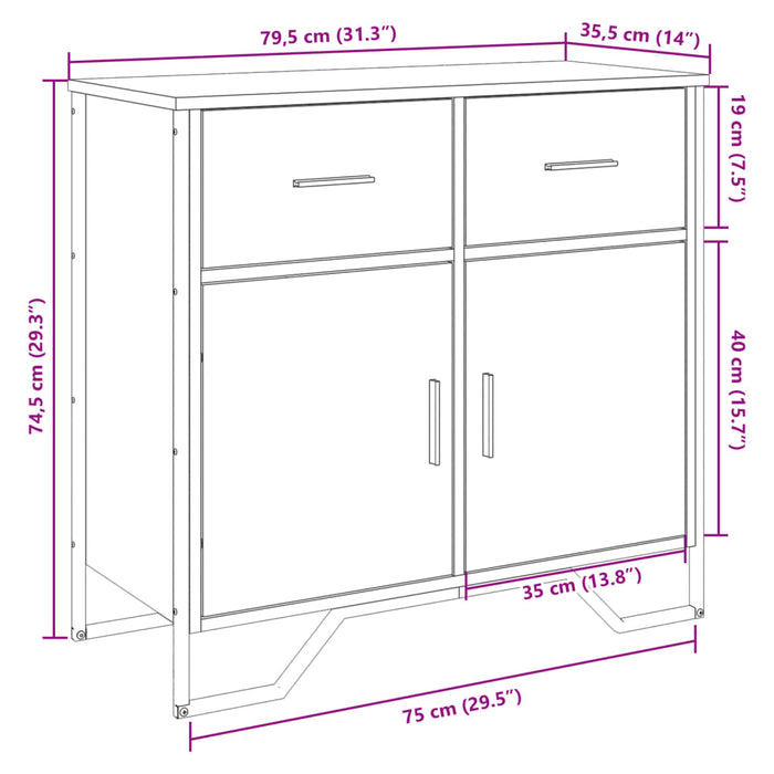 Credenza Grigio Sonoma 79,5x35,5x74,5 cm in Legno Multistrato 848547