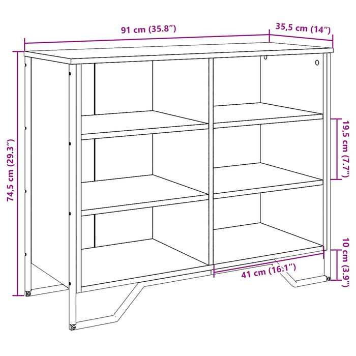 Credenza Rovere Fumo 91x35,5x74,5 cm in Legno Multistrato 848551