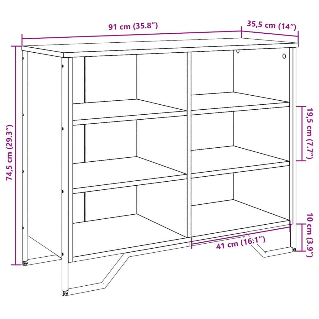 Credenza Rovere Marrone 91x35,5x74,5 cm in Legno Multistrato 848553