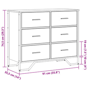 Cassettiera Rovere Marrone 91x35,5x74,5 cm in Truciolato 3295306