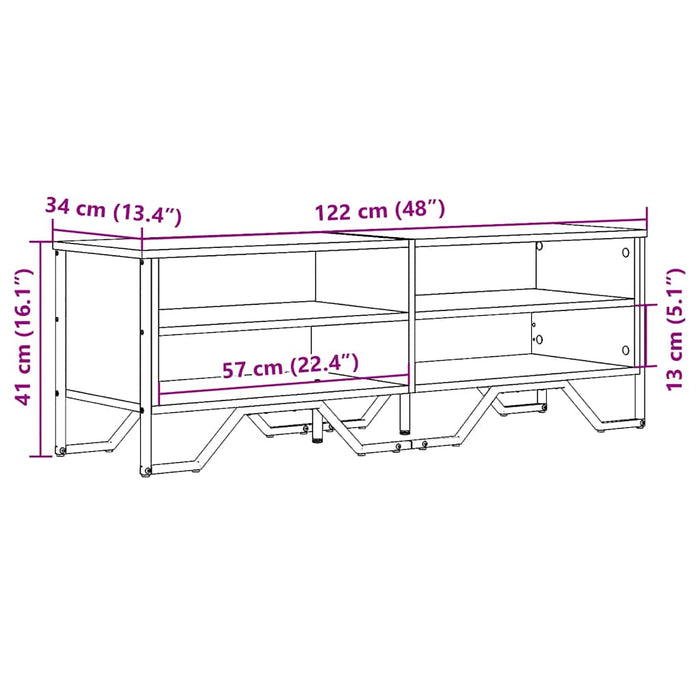 Mobile Porta TV Rovere Fumo 122x34x41 cm in Legno Multistrato 848571