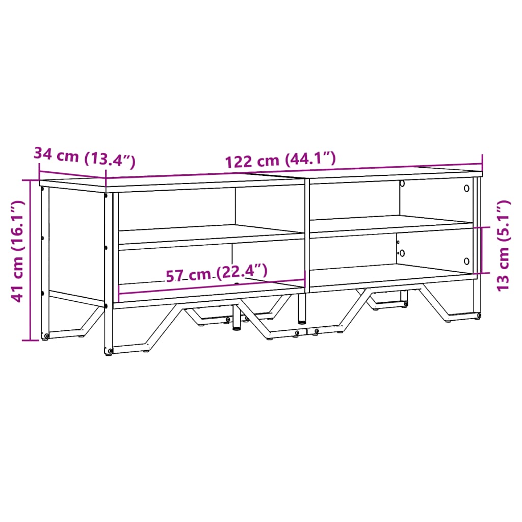 Mobile Porta TV Grigio Sonoma 122x34x41cm in Legno Multistrato 848572