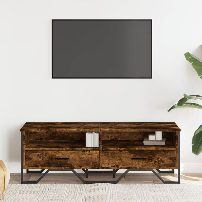 Mobile Porta TV Rovere Fumo 122x34x41 cm in Legno Multistrato 848581