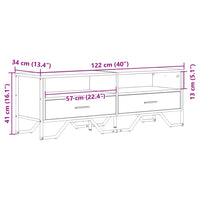 Mobile Porta TV Rovere Fumo 122x34x41 cm in Legno Multistrato 848581