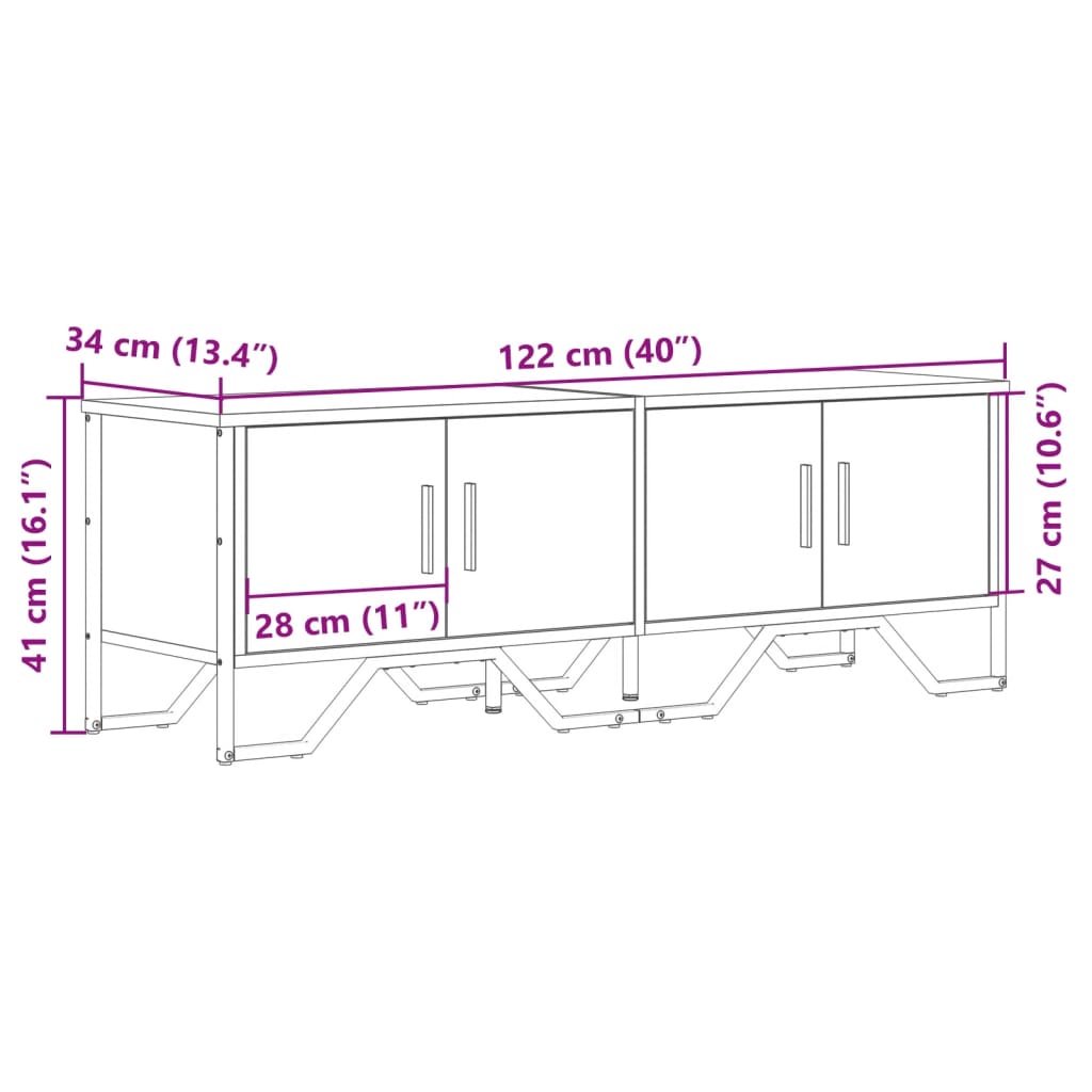 Mobile Porta TV Nero 122x34x41 cm in Legno Multistrato 848584