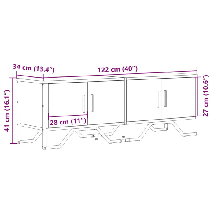 Mobile Porta TV Nero 122x34x41 cm in Legno Multistrato 848584