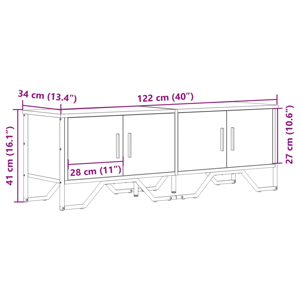 Mobile TV Rovere Sonoma 122x34x41 cm in Legno Multistrato 848585