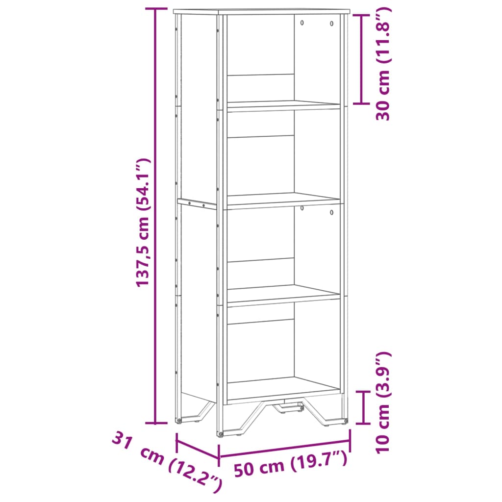 Libreria Rovere Fumo 50x31x137,5 cm in Truciolato 848611