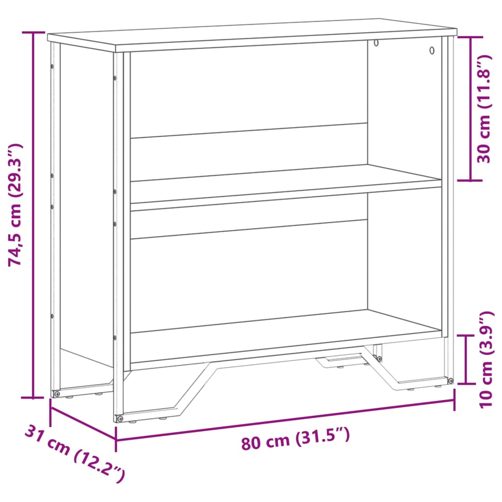 Libreria Nera 80x31x74,5 cm in Legno Multistrato 848619