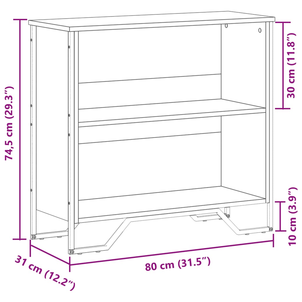 Libreria Rovere Marrone 80x31x74,5 cm in Legno Multistrato 848623