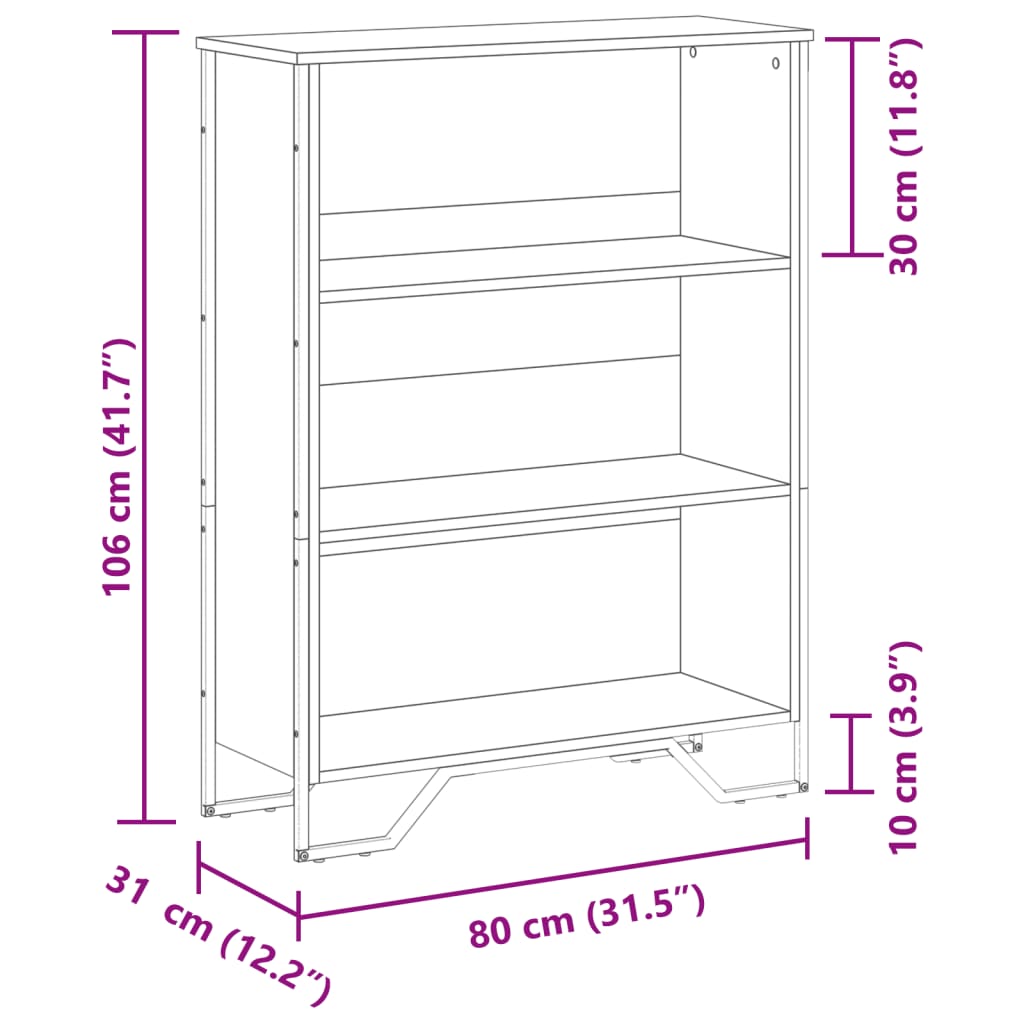 Libreria Rovere Sonoma 80x31x106 cm in Legno Multistrato 848625