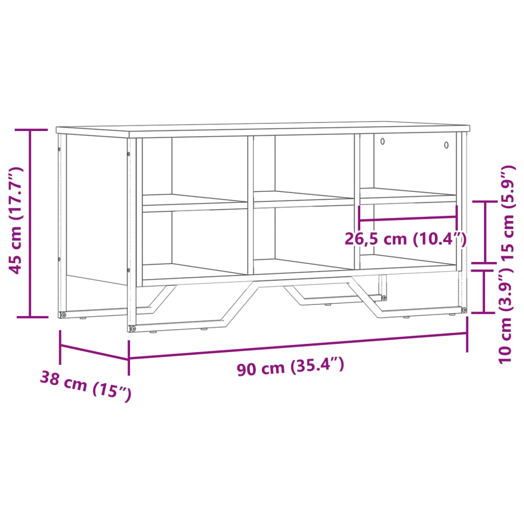 Scarpiera Nera 90x38x45,5 cm in Truciolato 848639