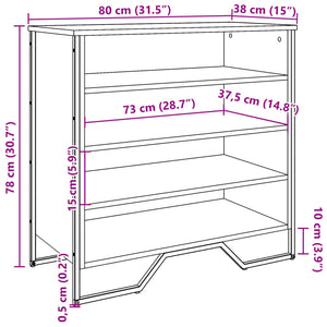 Scarpiera Grigio Sonoma 80x38x78 cm in Truciolato 848652