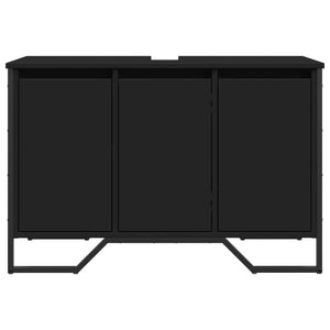 Mobile Lavabo Bagno Nero 91x35x60 cm in Truciolato 848659