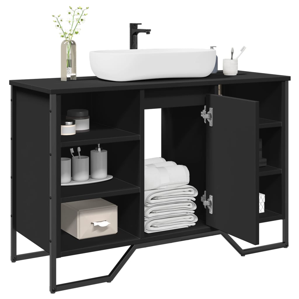 Mobile Lavabo Bagno Nero 91x35x60 cm in Truciolato 848664