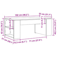 Tavolino Salotto Grigio Cemento 102x55x42 cm Legno Multistrato 831856