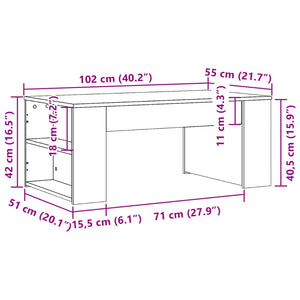 Tavolino da Salotto Rovere Fumo 102x55x42 cm Legno Multistrato 831858