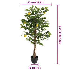 Albero Limoni Artificiale con 3 Tronchi Verde 120 cm in PP 4010677