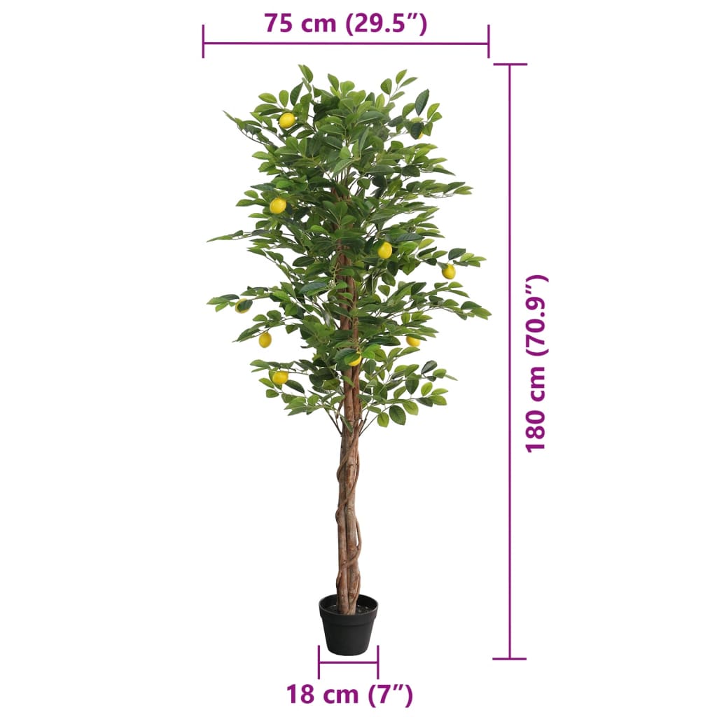 Albero Limoni Artificiale con 3 Tronchi Verde 180 cm in PP 4010678