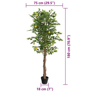 Albero Limoni Artificiale con 3 Tronchi Verde 180 cm in PP 4010678