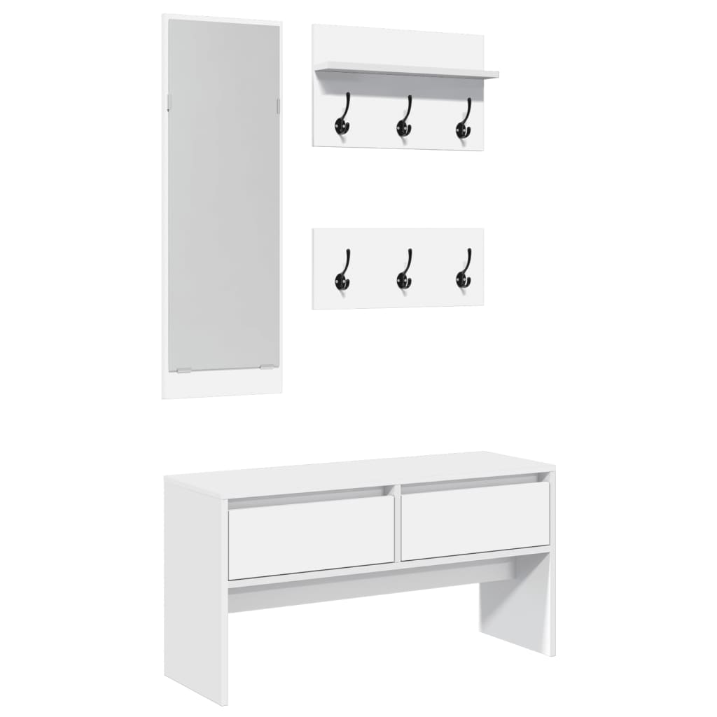 Set Mobili da Ingresso 4 pz Bianco in Legno Multistrato 847919