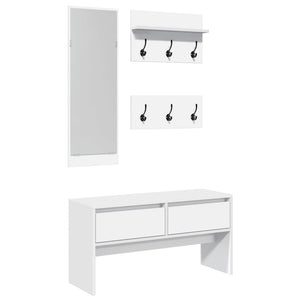 Set Mobili da Ingresso 4 pz Bianco in Legno Multistrato 847919