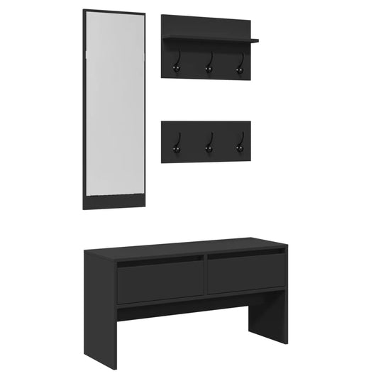 Set Mobili da Ingresso 4 pz Nero in Legno Multistrato 847920