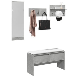 Set Mobili da Ingresso 4 pz Grigio Cemento in Legno Multistrato 847922