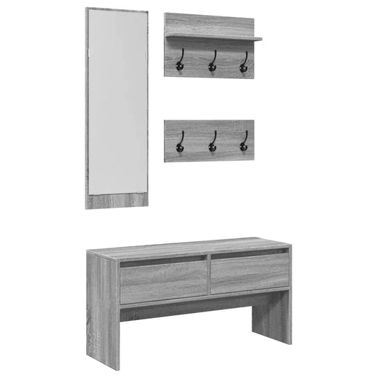 Set di Mobili da Ingresso 4 pz Grigio Sonoma Legno Multistrato 847924