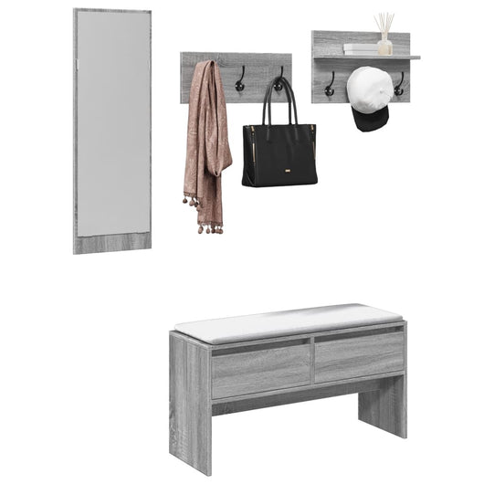 Set di Mobili da Ingresso 4 pz Grigio Sonoma Legno Multistrato 847924